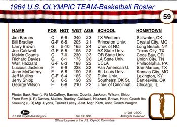 1991 Impel U.S. Olympic Hall of Fame #59 1964 US Olympic Basketball Team Back