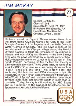 1991 Impel U.S. Olympic Hall of Fame #77 Jim McKay Back