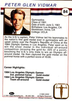 1991 Impel U.S. Olympic Hall of Fame #84 Peter Vidmar Back