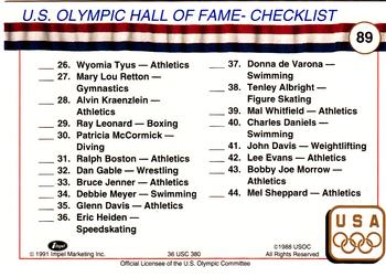 1991 Impel U.S. Olympic Hall of Fame #89 Checklist: 1-44 Back