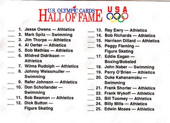 1991 Impel U.S. Olympic Hall of Fame #89 Checklist: 1-44 Front