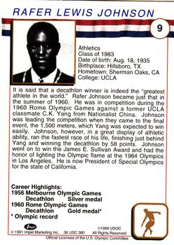 1991 Impel U.S. Olympic Hall of Fame #9 Rafer Johnson Back