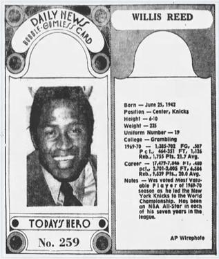 1970-71 Dayton Daily News (M137) #259 Willis Reed Front