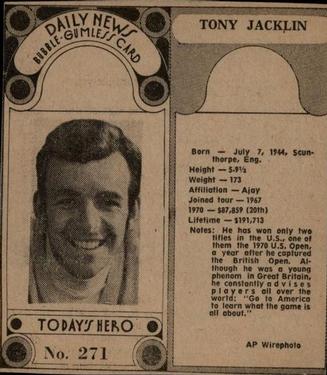 1970-71 Dayton Daily News (M137) #271 Tony Jacklin Front