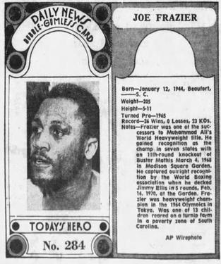 1970-71 Dayton Daily News (M137) #284 Joe Frazier Front