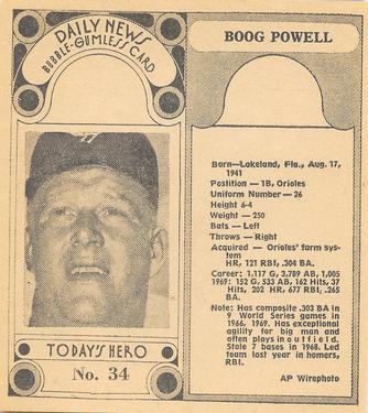 1970-71 Dayton Daily News (M137) #34 Boog Powell Front