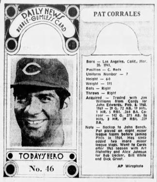 1970-71 Dayton Daily News (M137) #46 Pat Corrales Front