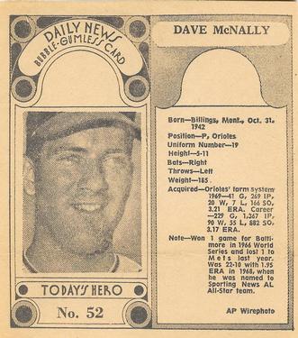 1970-71 Dayton Daily News (M137) #52 Dave McNally Front