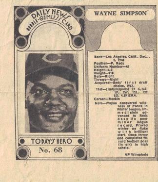 1970-71 Dayton Daily News (M137) #68 Wayne Simpson Front