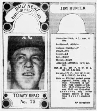 1970-71 Dayton Daily News (M137) #75 Jim Hunter Front
