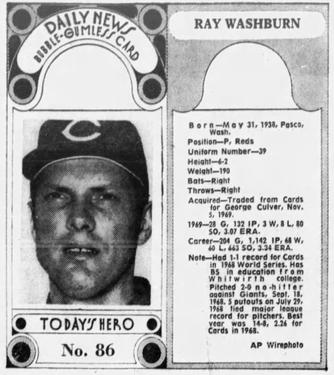 1970-71 Dayton Daily News (M137) #86 Ray Washburn Front
