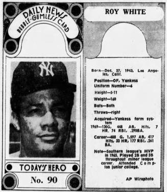 1970-71 Dayton Daily News (M137) #90 Roy White Front