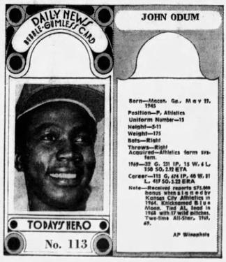 1970-71 Dayton Daily News (M137) #113 Johnny Odom Front