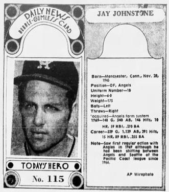 1970-71 Dayton Daily News (M137) #115 Jay Johnstone Front