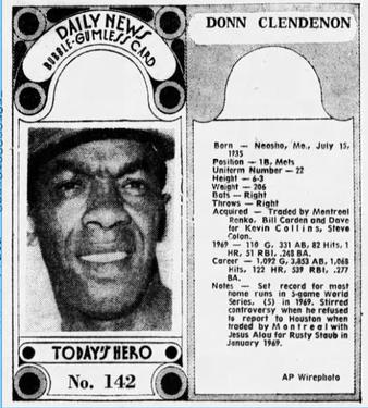 1970-71 Dayton Daily News (M137) #142 Donn Clendenon Front