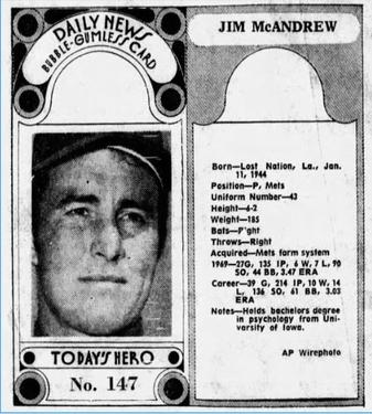 1970-71 Dayton Daily News (M137) #147 Jim McAndrew Front
