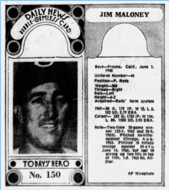 1970-71 Dayton Daily News (M137) #150 Jim Maloney Front