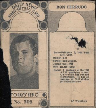1970-71 Dayton Daily News (M137) #305 Ron Cerrudo Front