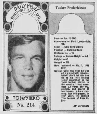 1970-71 Dayton Daily News (M137) #214 Tucker Frederickson Front