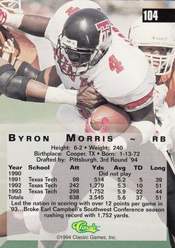 1994 Classic Four Sport #104 Byron Morris Back