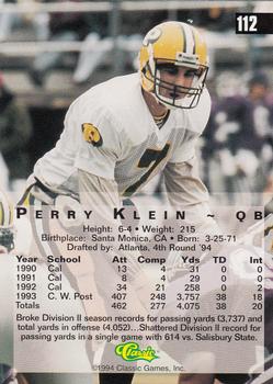 1994 Classic Four Sport #112 Perry Klein Back