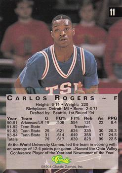 1994 Classic Four Sport #11 Carlos Rogers Back