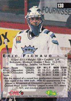 1994 Classic Four Sport #130 Eric Fichaud Back