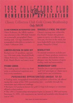 1994 Classic Four Sport #NNO 1995 Collectors Club Membership Application Front