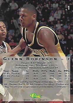 1994 Classic Four Sport #1 Glenn Robinson Back