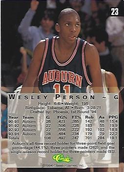 1994 Classic Four Sport #23 Wesley Person Back