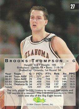 1994 Classic Four Sport #27 Brooks Thompson Back