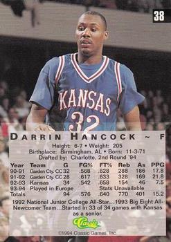 1994 Classic Four Sport #38 Darrin Hancock Back
