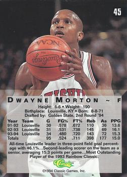 1994 Classic Four Sport #45 Dwayne Morton Back