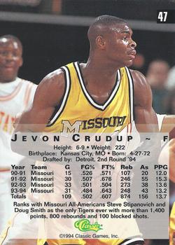 1994 Classic Four Sport #47 Jevon Crudup Back