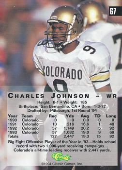 1994 Classic Four Sport #67 Charles Johnson Back