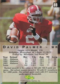 1994 Classic Four Sport #89 David Palmer Back