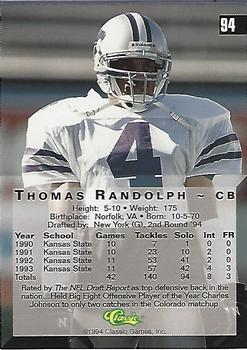 1994 Classic Four Sport #94 Thomas Randolph Back