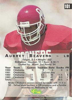 1994 Classic Four Sport #101 Aubrey Beavers Back