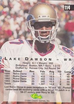 1994 Classic Four Sport #114 Lake Dawson Back