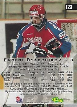 1994 Classic Four Sport #123 Evgeni Ryabchikov Back