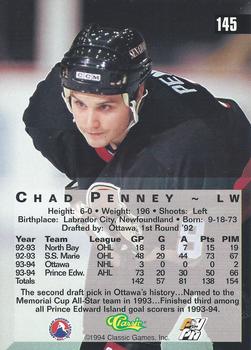 1994 Classic Four Sport #145 Chad Penney Back