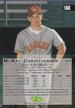 1994 Classic Four Sport #168 McKay Christensen Back
