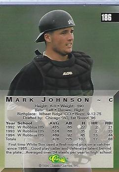 1994 Classic Four Sport #186 Mark Johnson Back
