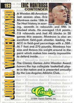 1994 Classic Four Sport #193 Eric Montross Back