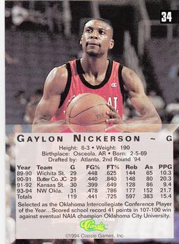 1994 Classic Four Sport #34 Gaylon Nickerson Back
