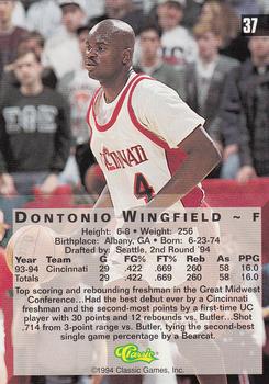 1994 Classic Four Sport #37 Dontonio Wingfield Back
