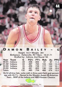 1994 Classic Four Sport #44 Damon Bailey Back