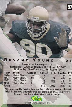 1994 Classic Four Sport #57 Bryant Young Back