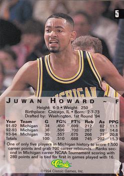 1994 Classic Four Sport #5 Juwan Howard Back