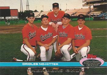 1991 Stadium Club Members Only #NNO Orioles No-Hitter (Bob Milacki / Mike Flanagan / Mark Williamson / Chris Hoiles / Gregg Olson) Front